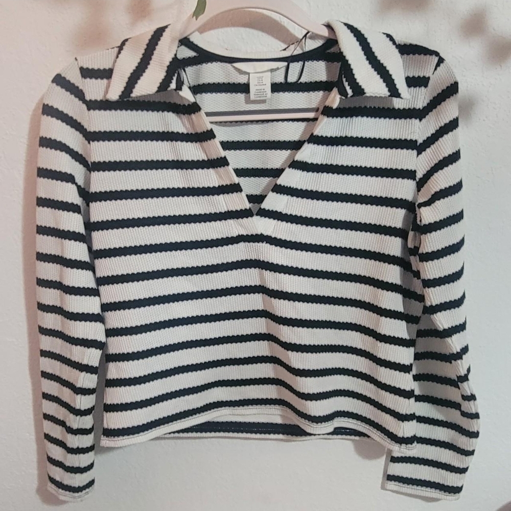 Striped Black and White Women's Top